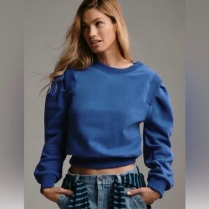 MOTHER Ribbed push & shove cotton sweatshirt bright blue